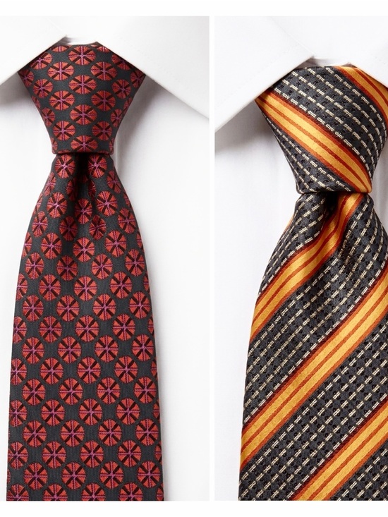 COOGI Other - COOGI Red/Purple Medallion Micro-Pattern Tie & Diagonal Stripe Pattern Tie (2)